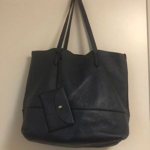 J.Crew Carryall Leather Tote in Navy